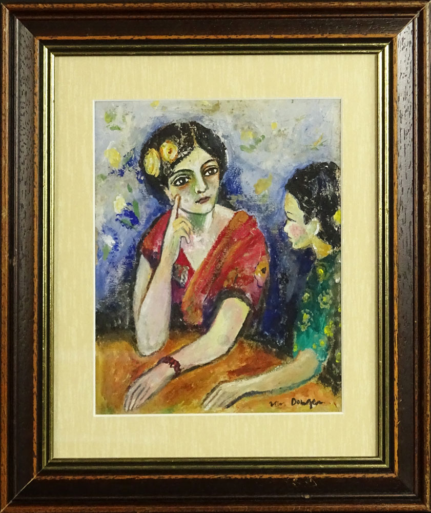 attributed to Kees van Dongen, Dutch (1877-1968) Gouache on paper "Mother and Daughter".