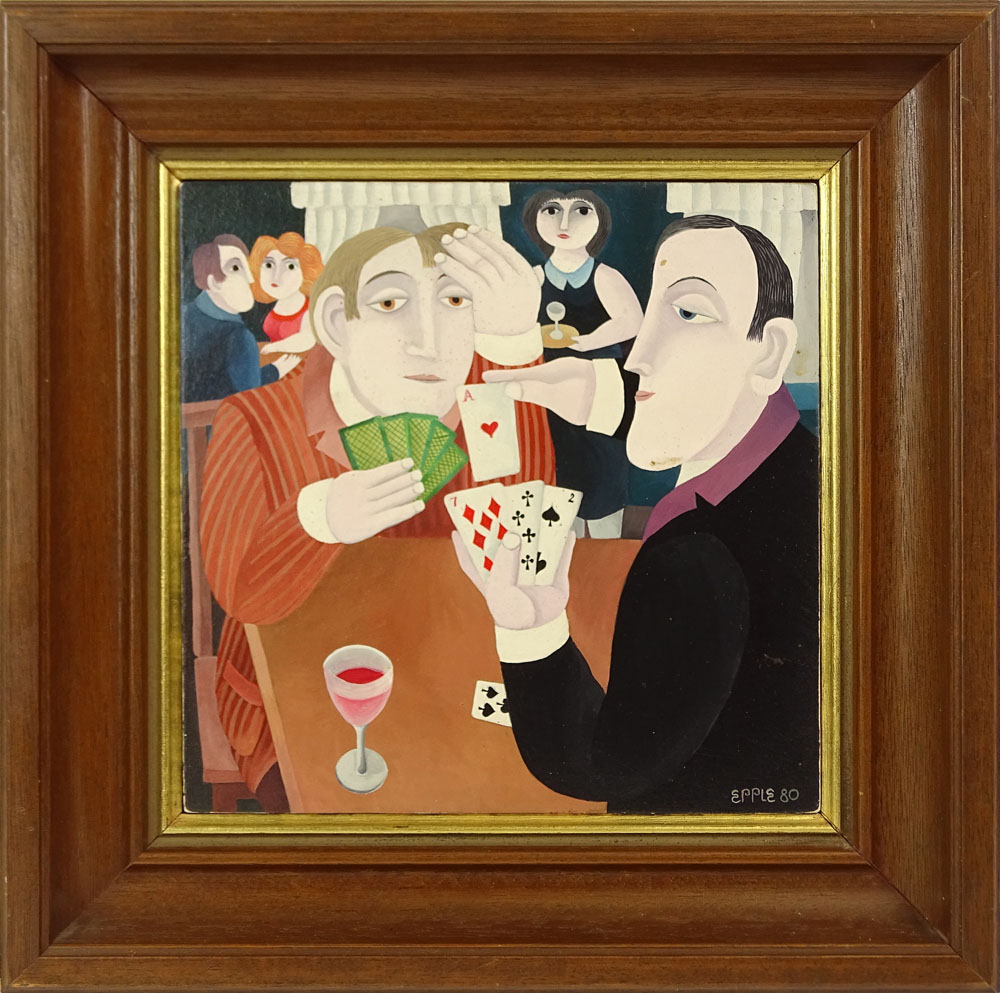 Bruno Epple, German (20th century) Oil on masonite "Card Players".