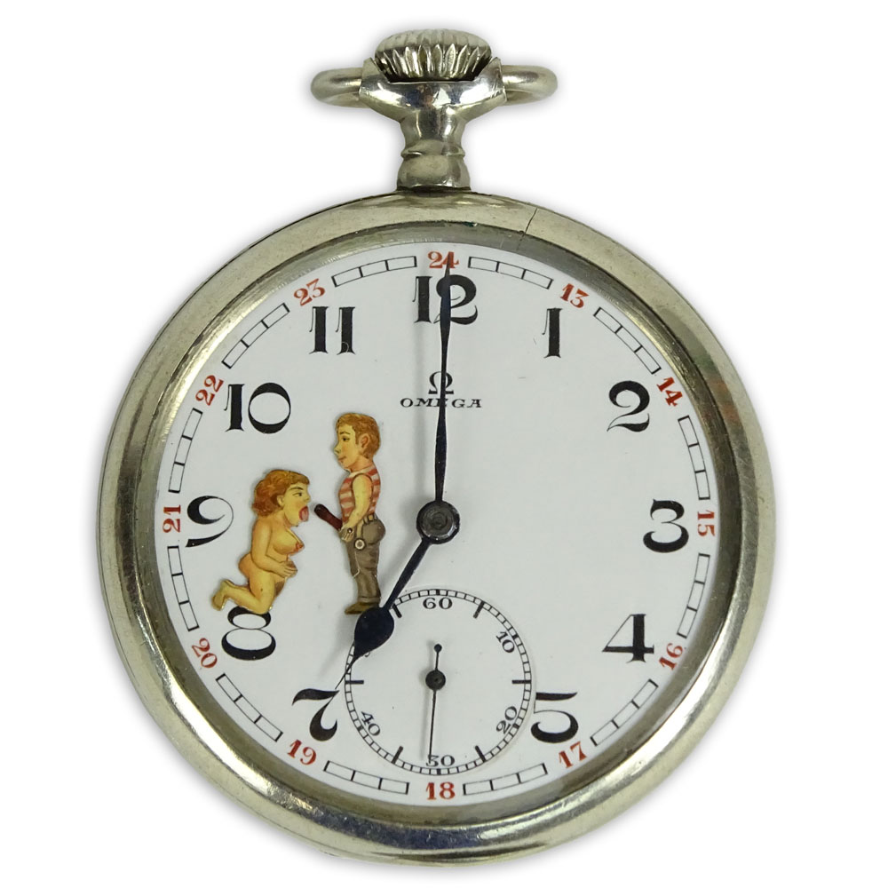 Vintage Omega Erotic Open Face Pocketwatch.