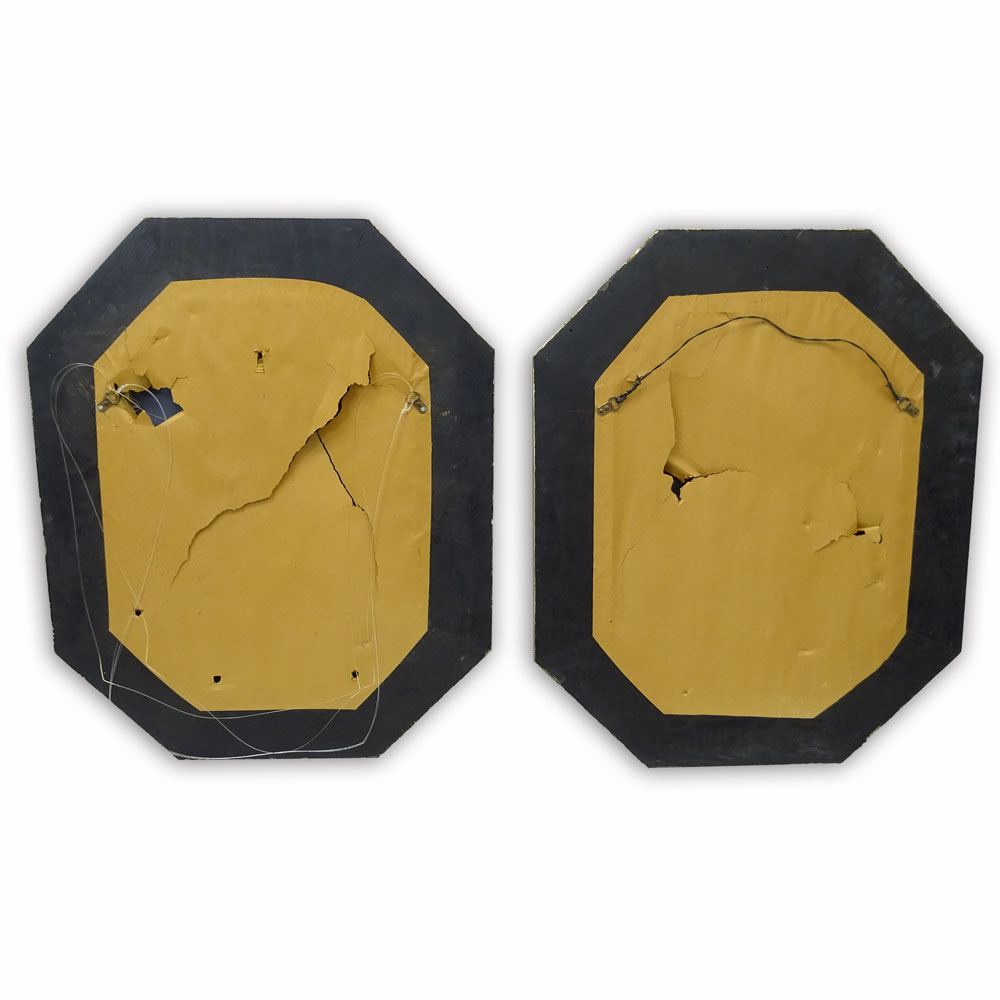 Pair of Antique Venetian Hexagonal Mirrors.