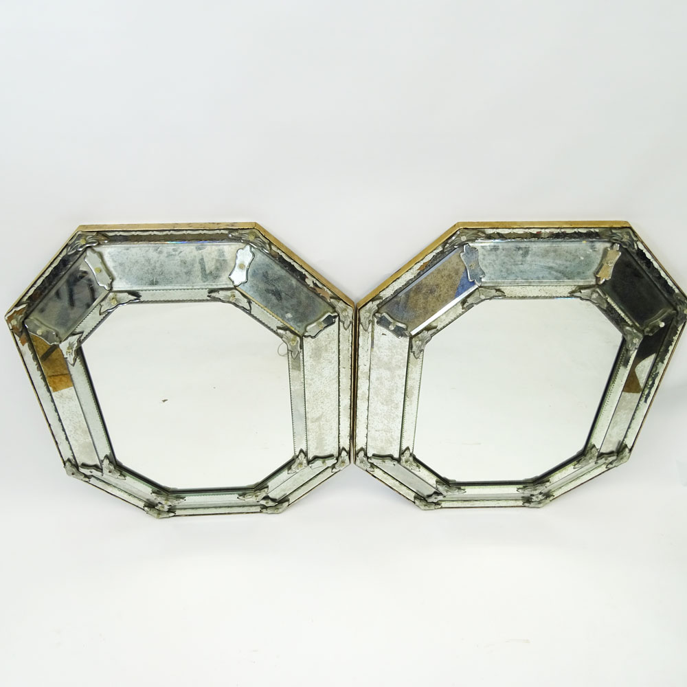 Pair of Antique Venetian Hexagonal Mirrors.