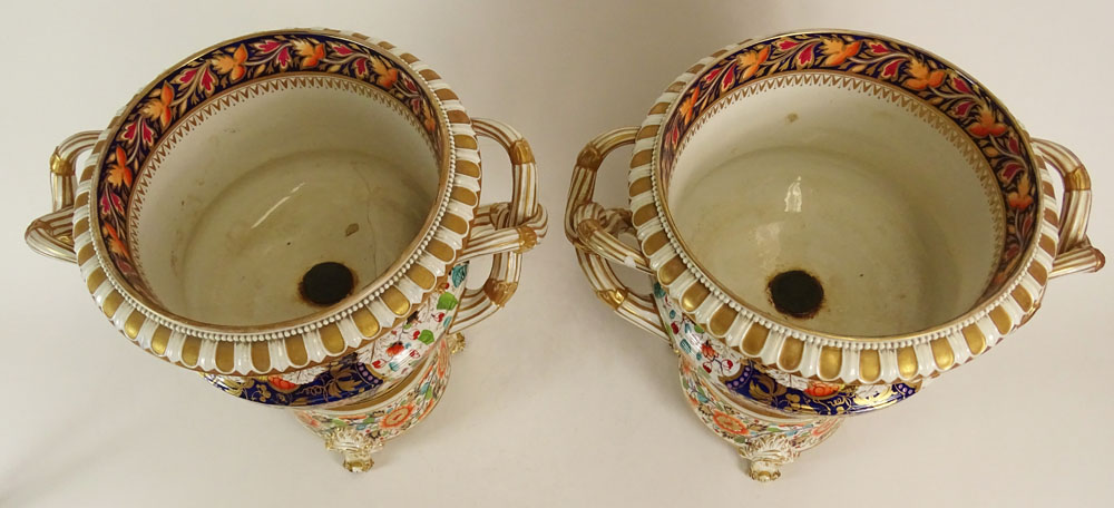 Pair of Porcelain 'Japan' Pattern Warwick Wine Coolers Attributed to Bloor Derby, Ornate Motif.