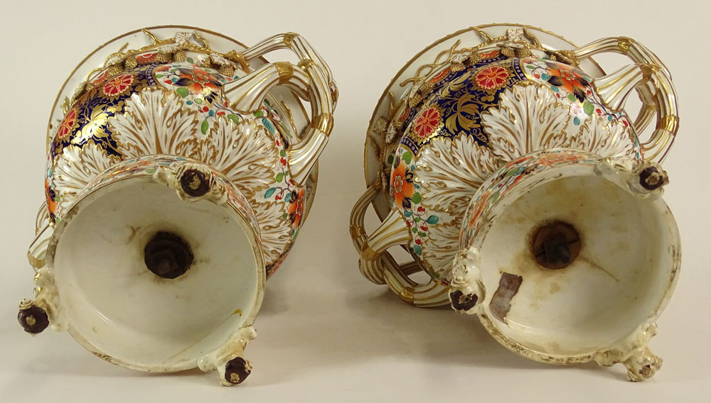 Pair of Porcelain 'Japan' Pattern Warwick Wine Coolers Attributed to Bloor Derby, Ornate Motif.