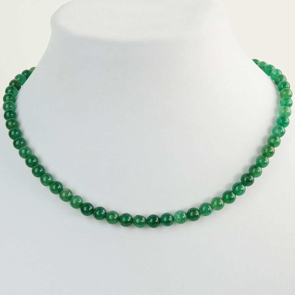 Vintage Emerald Bead Necklace.