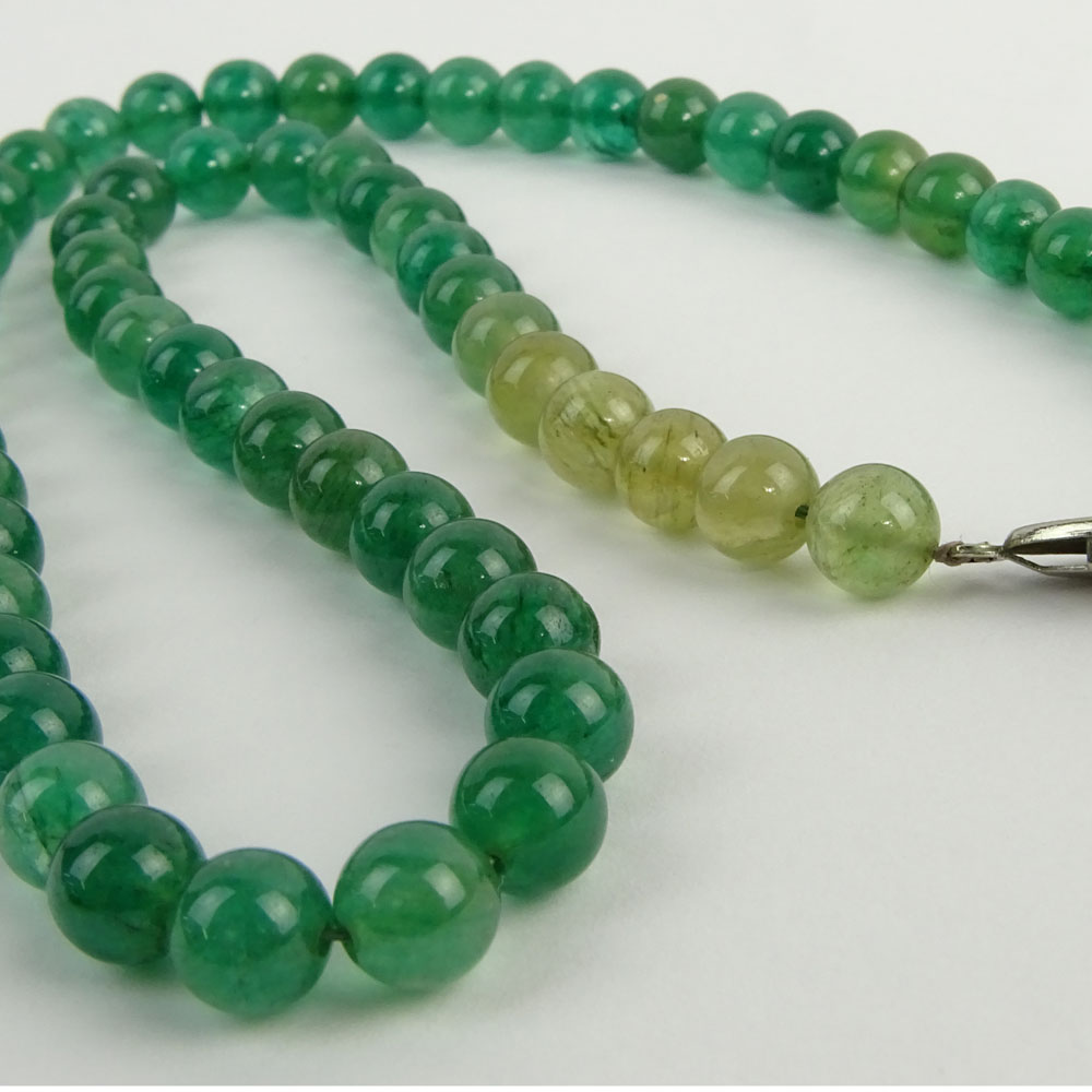 Vintage Emerald Bead Necklace.