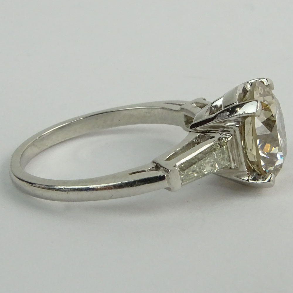 Vintage Approx. 3.03 Carat Round Brilliant Cut Diamond and Platinum Engagement Ring.