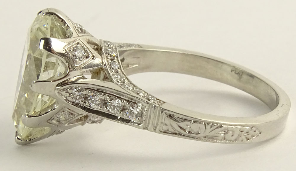 Antique 4.38 Carat Pear Brilliant Cut Diamond and Platinum Engagement Ring.