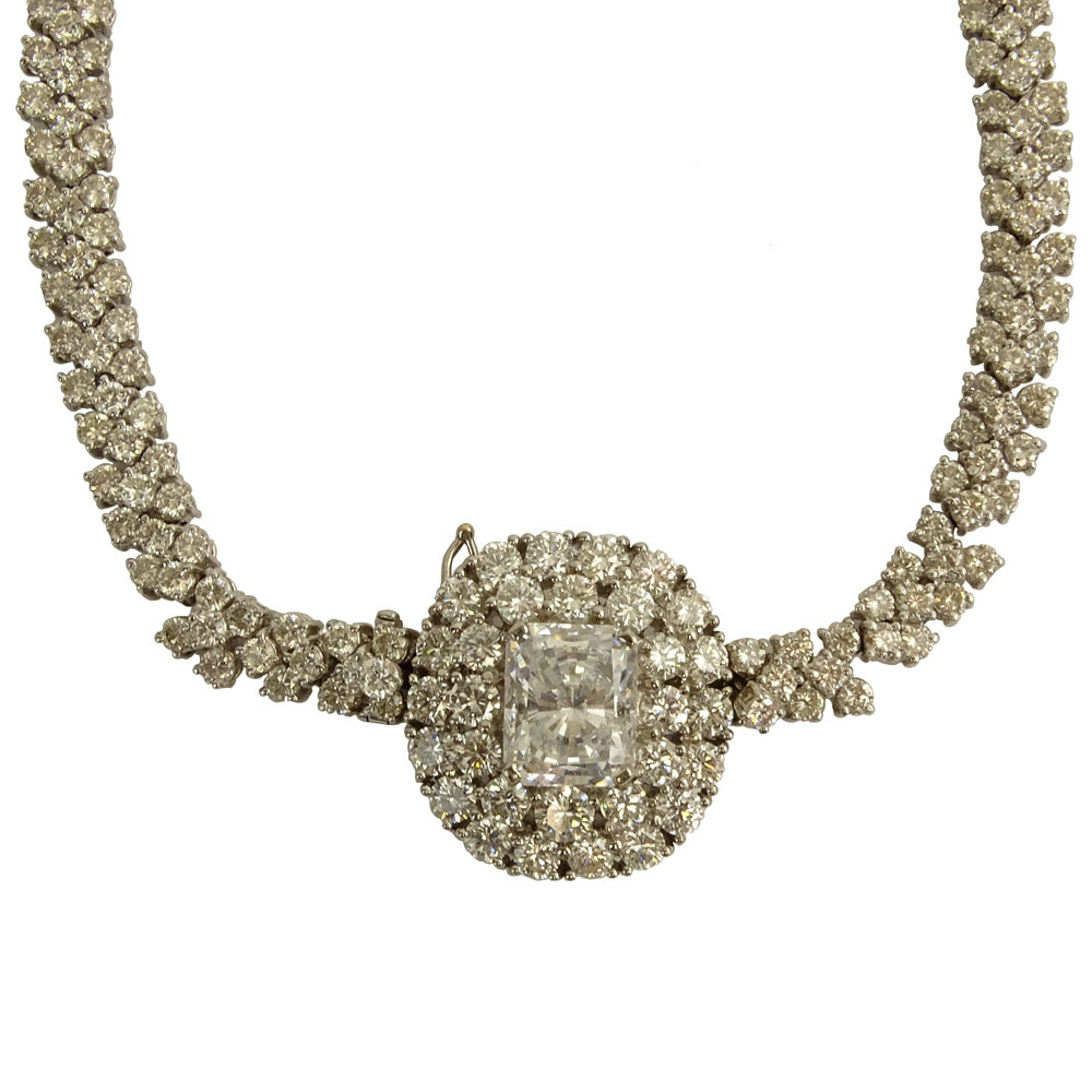 Important Fine Quality Approx. 31.0  Carat Round Brilliant Cut Diamond and Platinum Necklace.