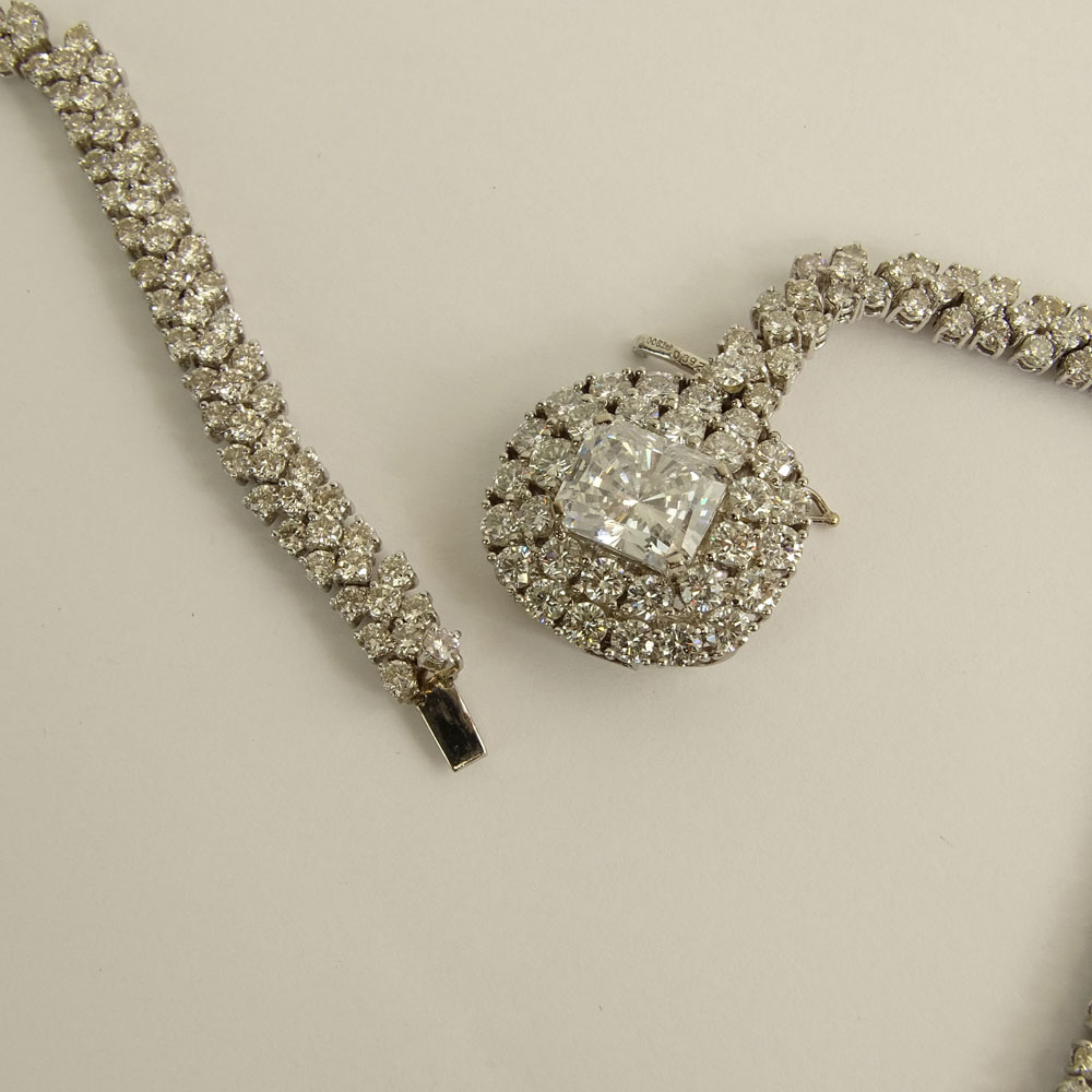 Important Fine Quality Approx. 31.0  Carat Round Brilliant Cut Diamond and Platinum Necklace.