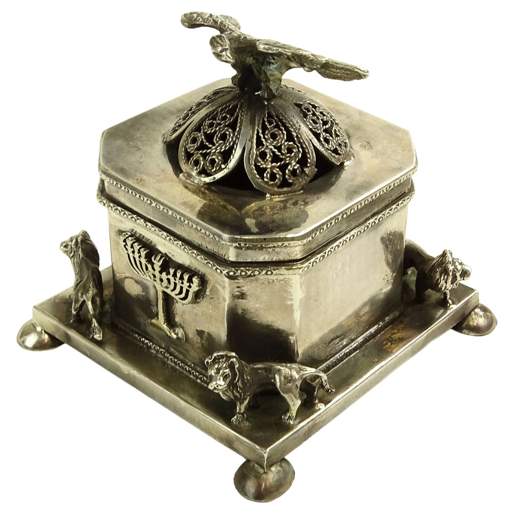 Antique Russian Judaica Silver Box/Jewish Balsamide.