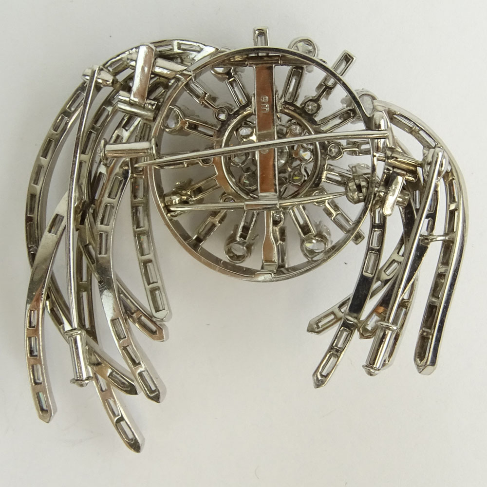 Circa 1950s Approx. 12.75 Carat Multi Cut Diamond and 18 Karat White Gold Three (3) Part Brooch.