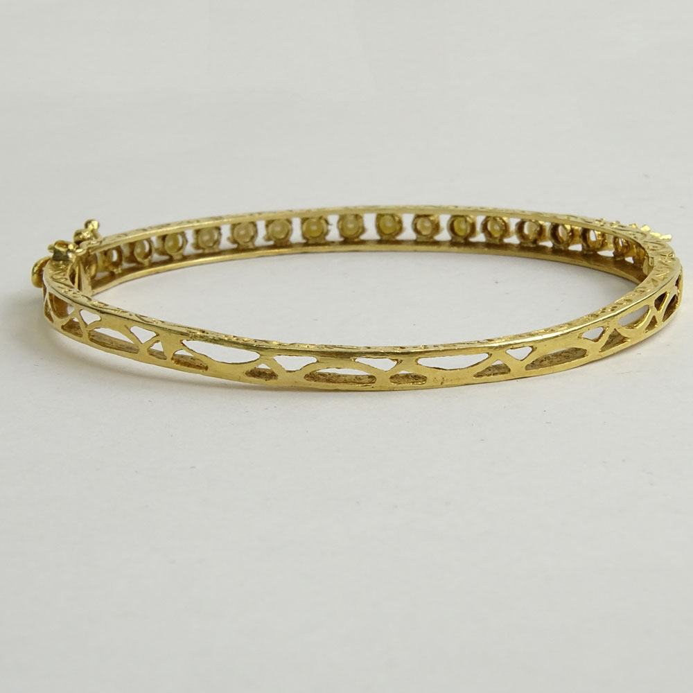 Vintage 14 Karat Yellow Gold and Seed Pearl Bangle Bracelet.