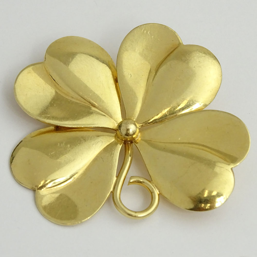 Vintage 14 Karat Yellow Gold Leaf Brooch.