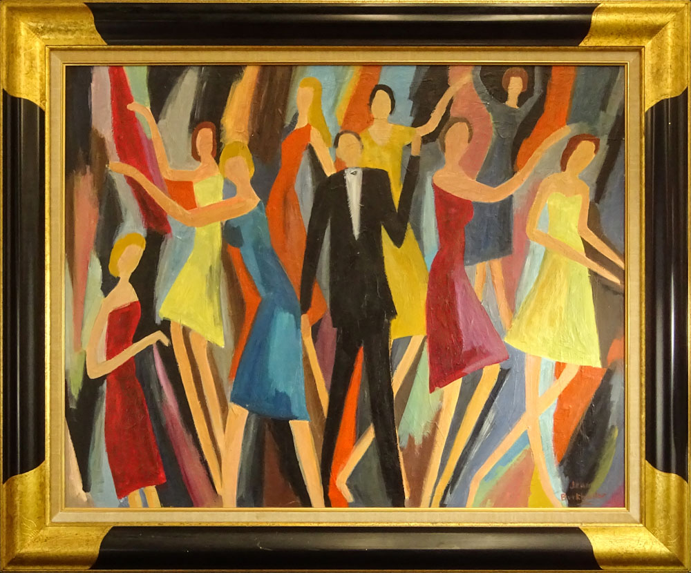 Jean Burkhalter, French (1895-1981) Oil on board "Dancers" 