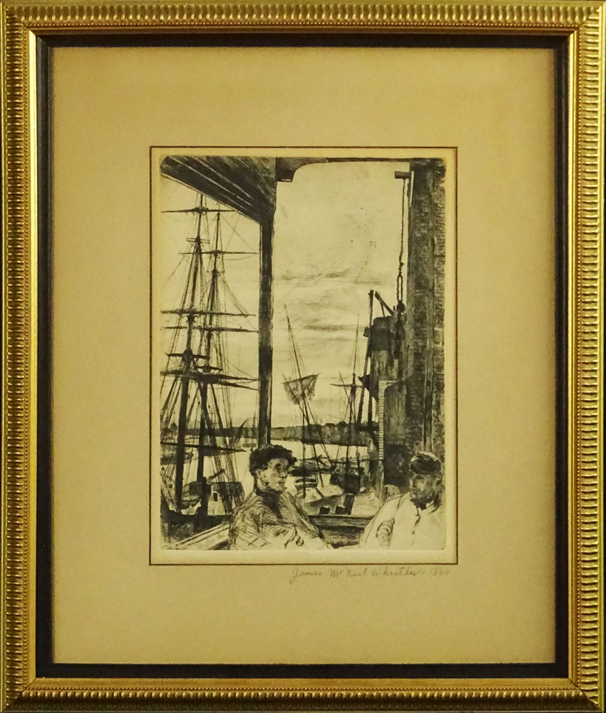 James Abbott McNeill Whistler, American (1834-1903) Etching "Rotherhithe, from Sixteen Etchings" 