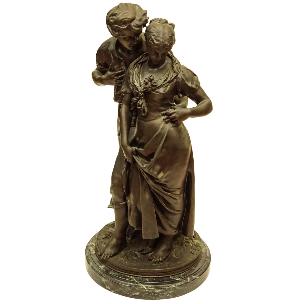 Luca Madrassi, Italian (1848-1919) Bronze sculpture on marble base. 