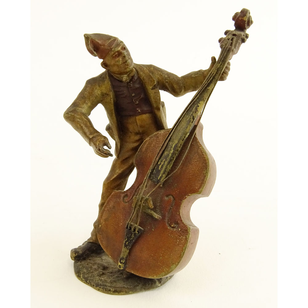 Bergmann Cold Painted Vienna Bronze Man Playing Cello.