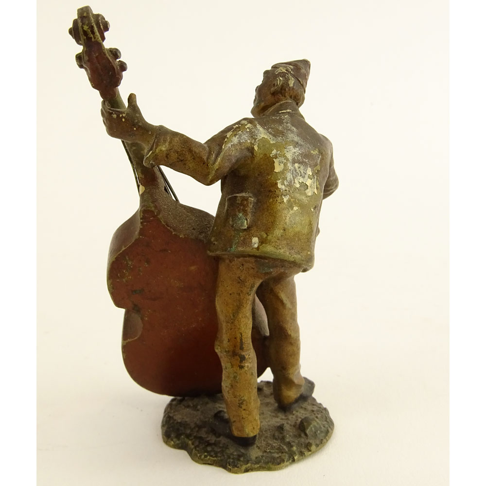 Bergmann Cold Painted Vienna Bronze Man Playing Cello.