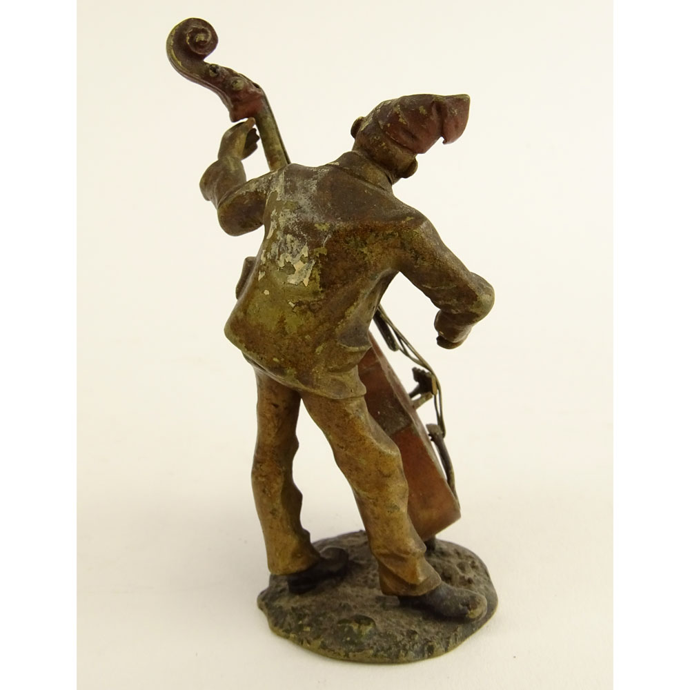 Bergmann Cold Painted Vienna Bronze Man Playing Cello.