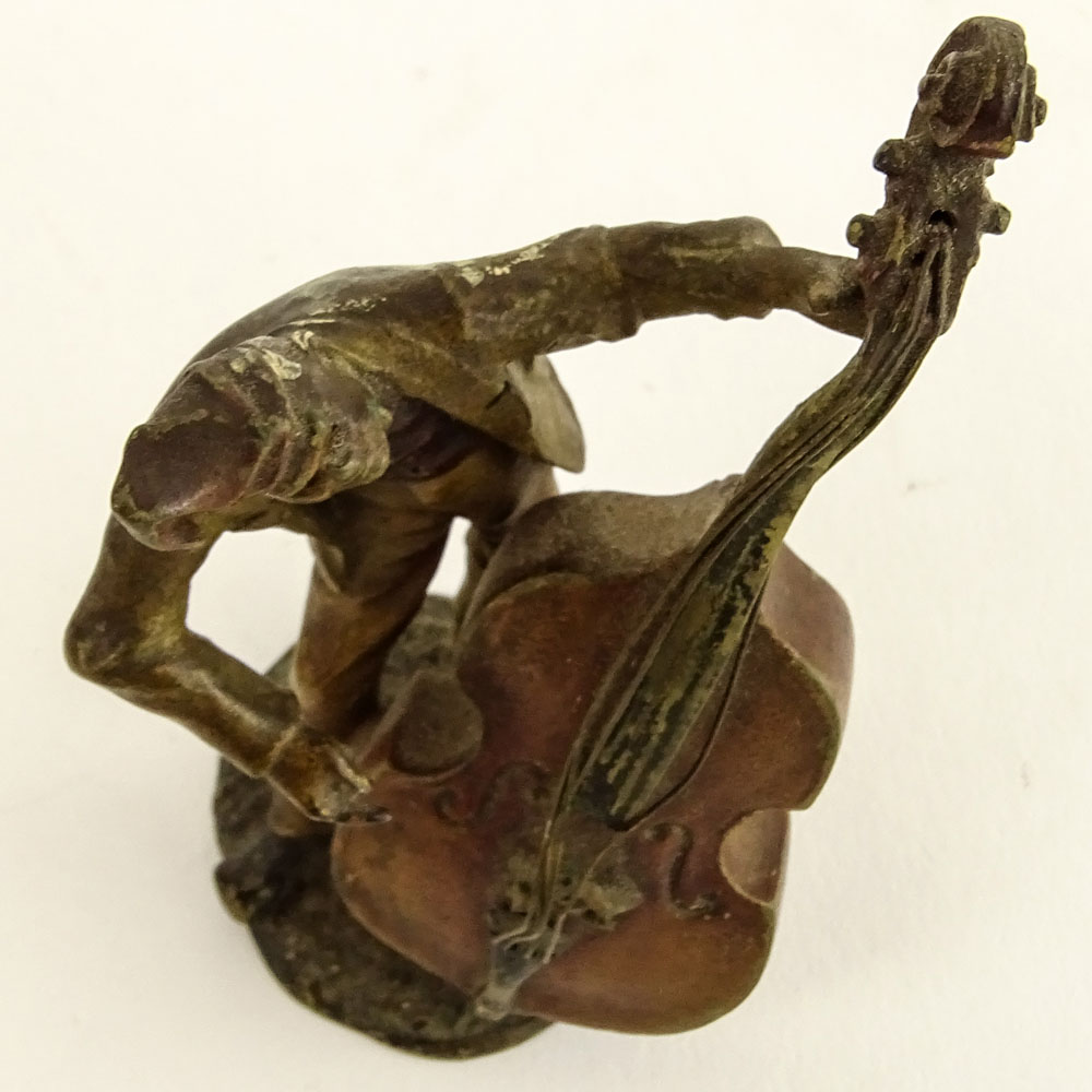 Bergmann Cold Painted Vienna Bronze Man Playing Cello.