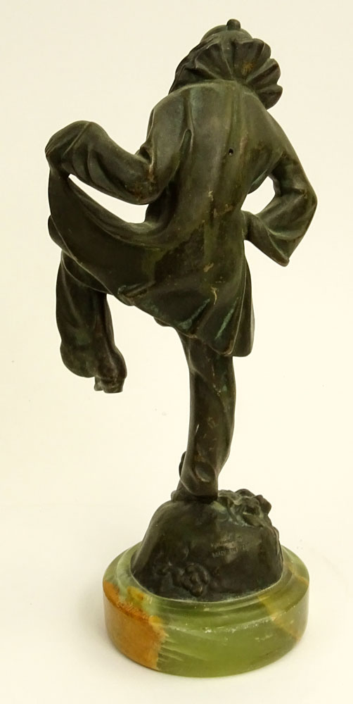 Peter Tereszczuk, Austrian (1875-1963) Art Deco Bronze and Ivory Figurine on Marble Base "Pierrot". 