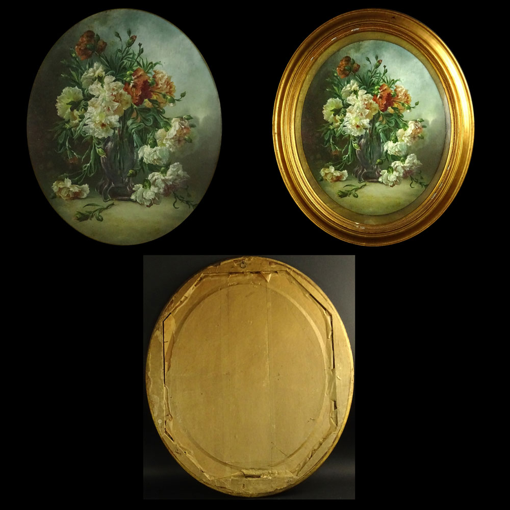 Pair of 19th Century French School Oil on Canvas "Still Life of Flowers" 