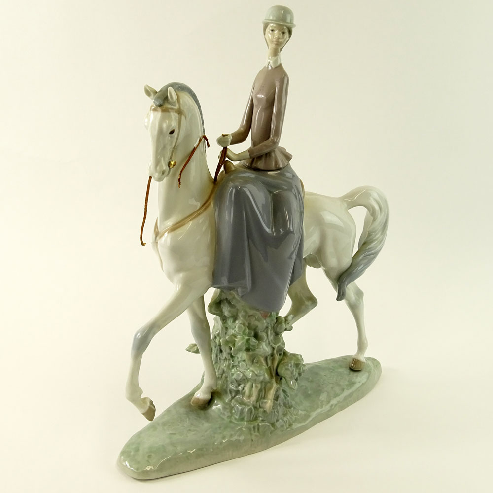 Lladro Porcelain Woman on Horse, Equestrian. 