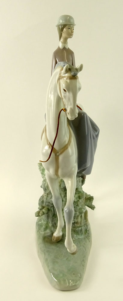 Lladro Porcelain Woman on Horse, Equestrian. 