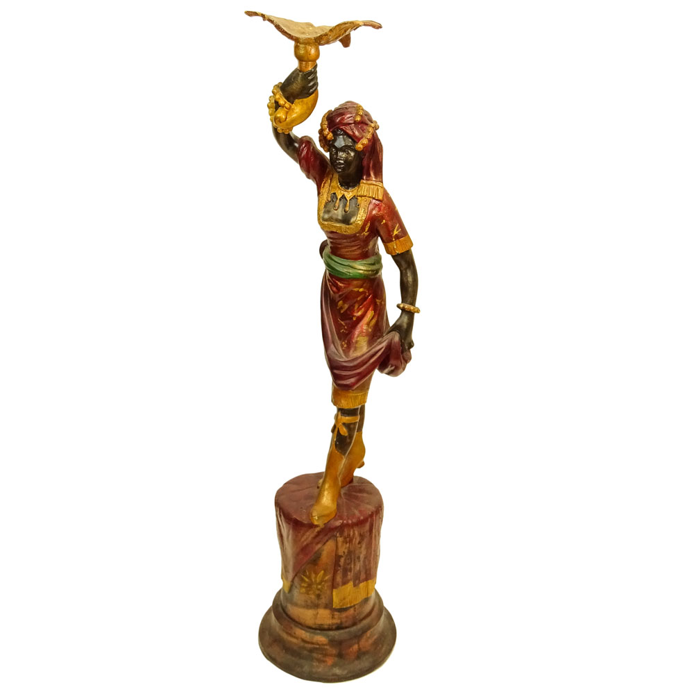 Carved Wood and Polychromed Blackamoor Figure.