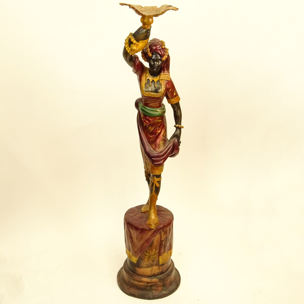 Carved Wood and Polychromed Blackamoor Figure.