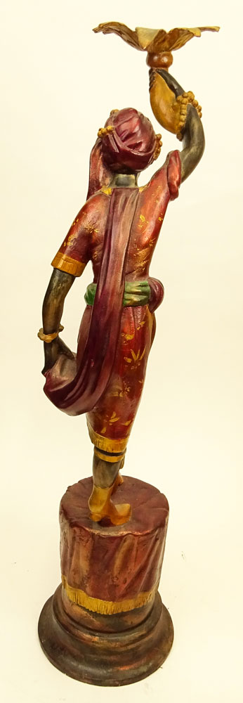 Carved Wood and Polychromed Blackamoor Figure.