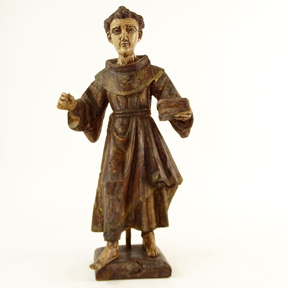 Antique Carved and Painted Wood Santos Figurine.