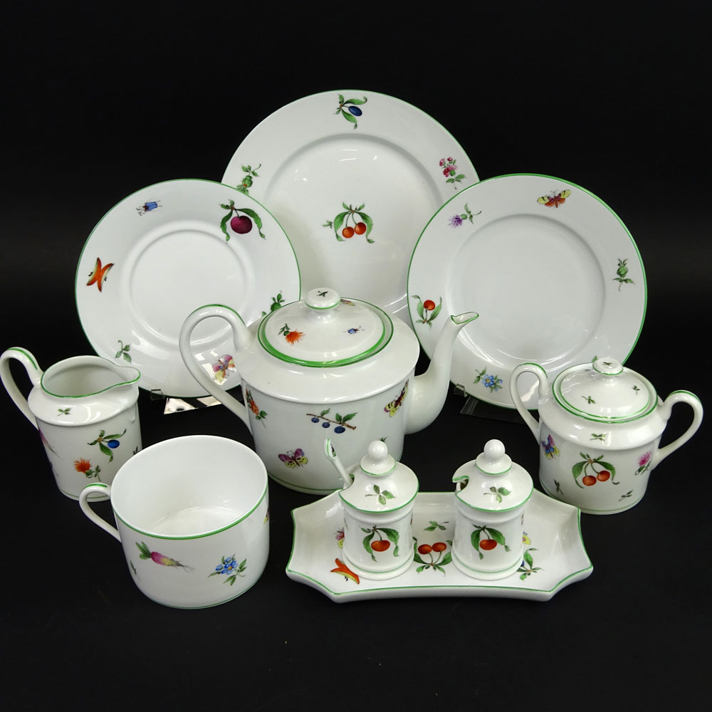 Twenty-Two (22) Piece Hand Painted Limoges for Bergdorf Goodman Porcelain Dessert Set.