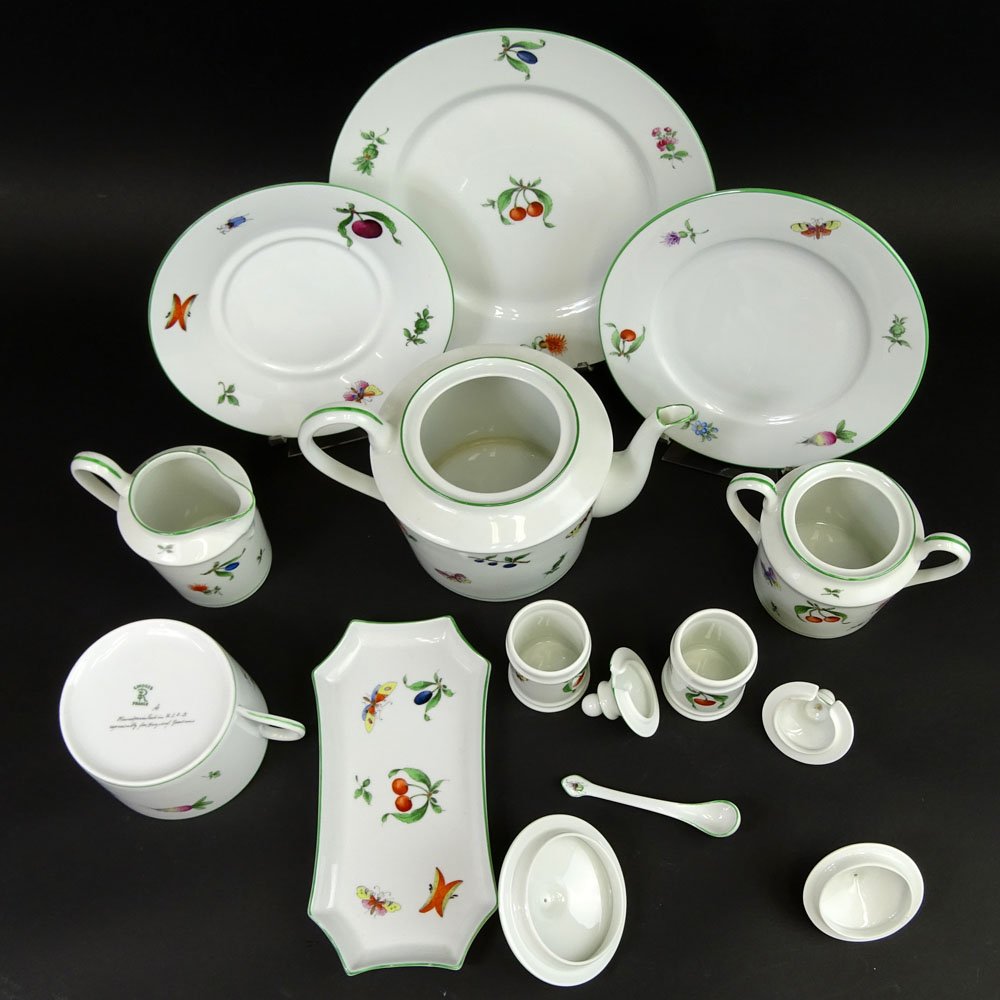 Twenty-Two (22) Piece Hand Painted Limoges for Bergdorf Goodman Porcelain Dessert Set.