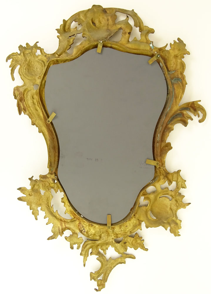 Vintage Gilt Bronze Rococo Style Mirror.