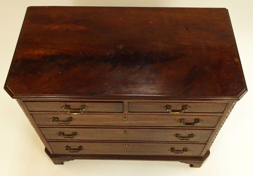 19th Century English Chinese Chippendale style Mahogany Chest of Drawers.