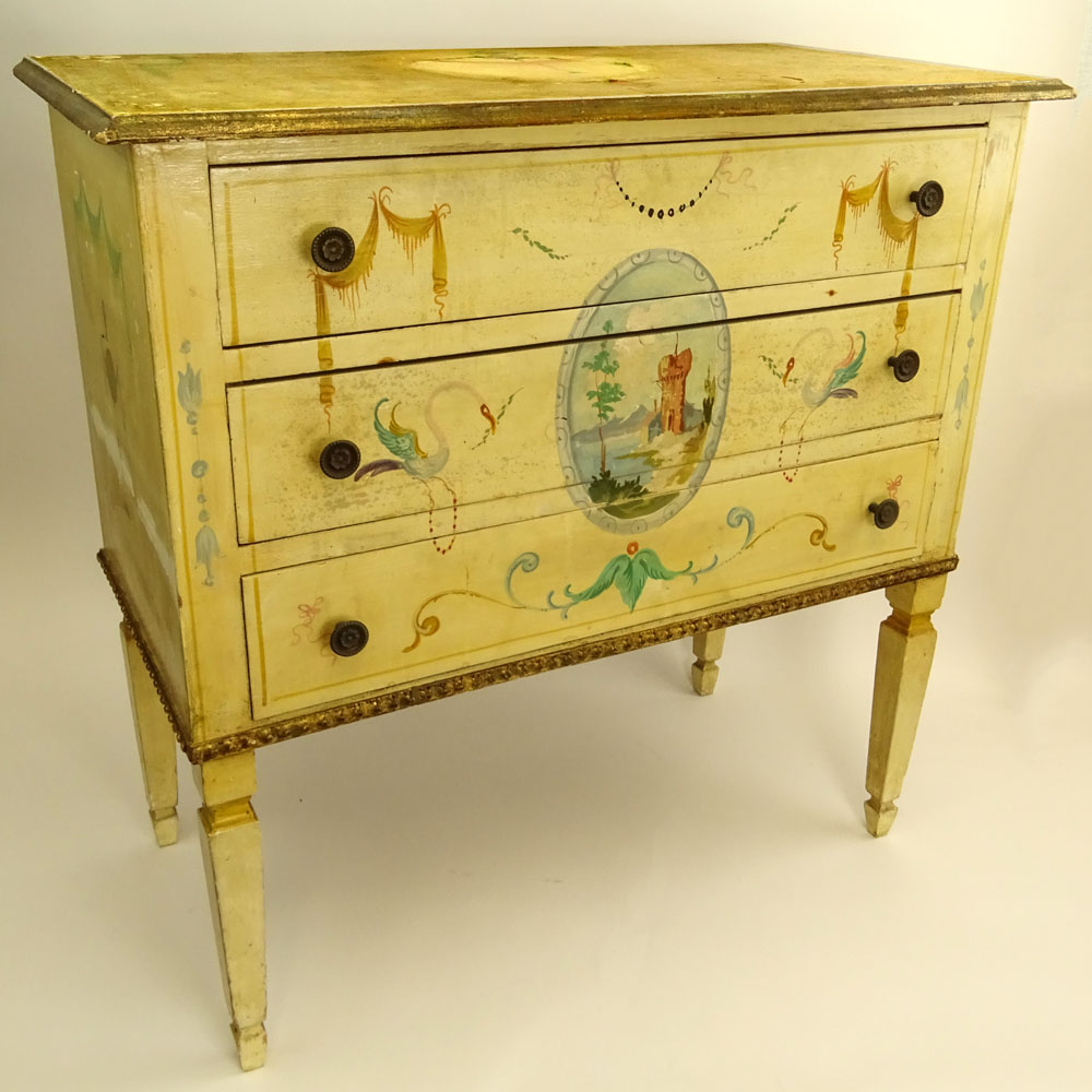 Early to Mid 20th Century Painted Three Drawer Commode.