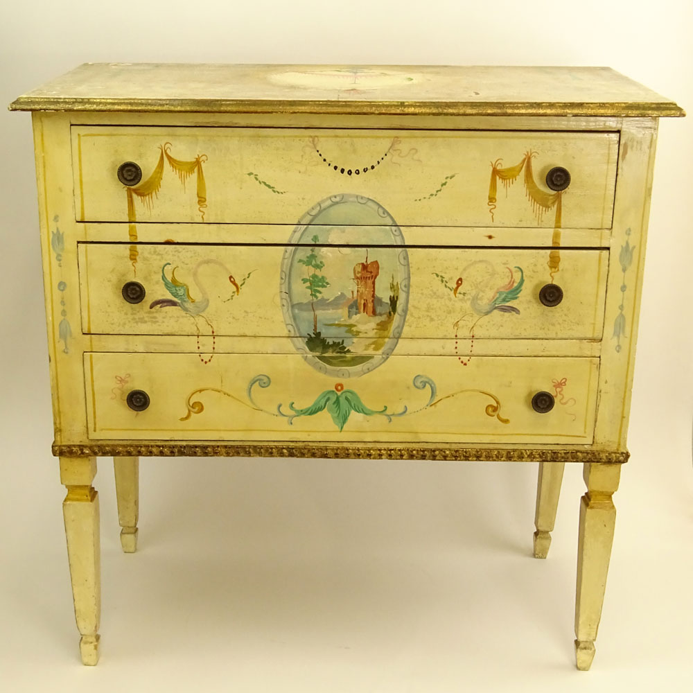 Early to Mid 20th Century Painted Three Drawer Commode.