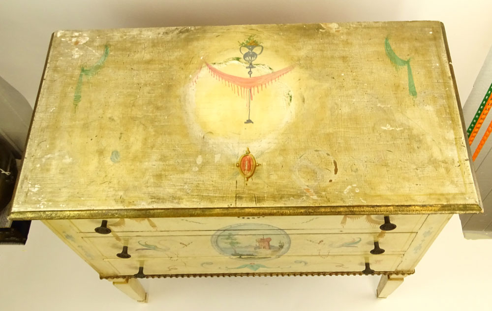 Early to Mid 20th Century Painted Three Drawer Commode.