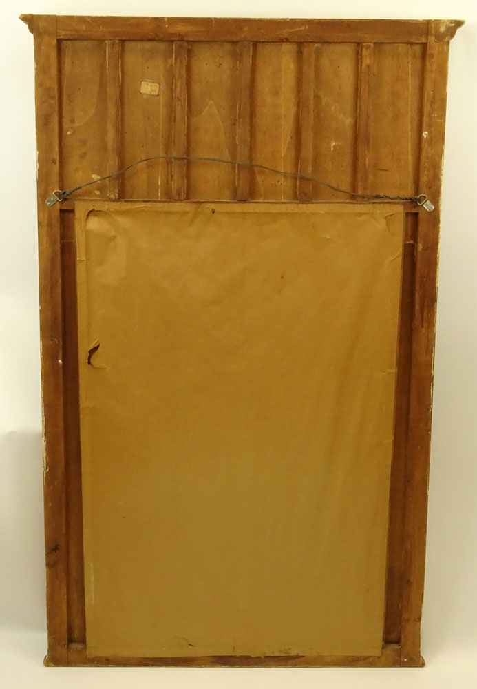 Mid 20th Century Louis XVI style Carved Painted and Parcel Gilt Trumeau Mirror.