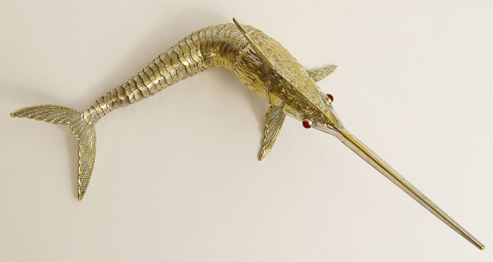 Vintage Silver Plated Articulated Swordfish Figurine.