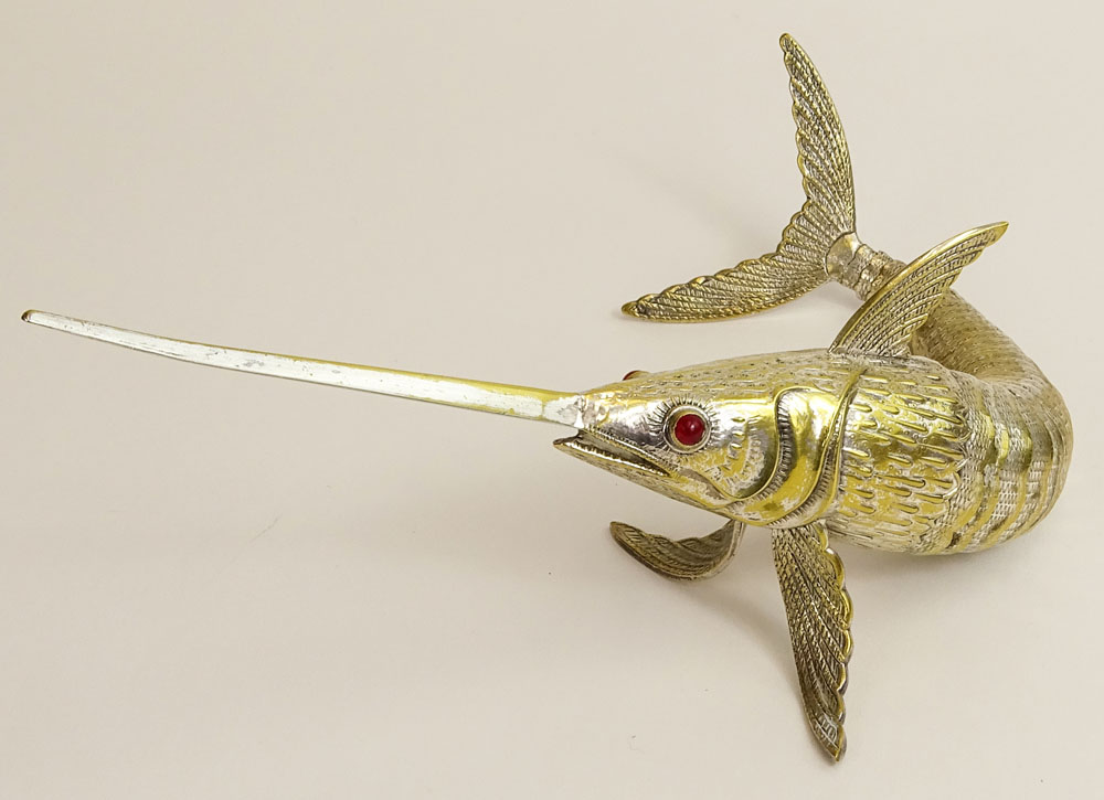Vintage Silver Plated Articulated Swordfish Figurine.