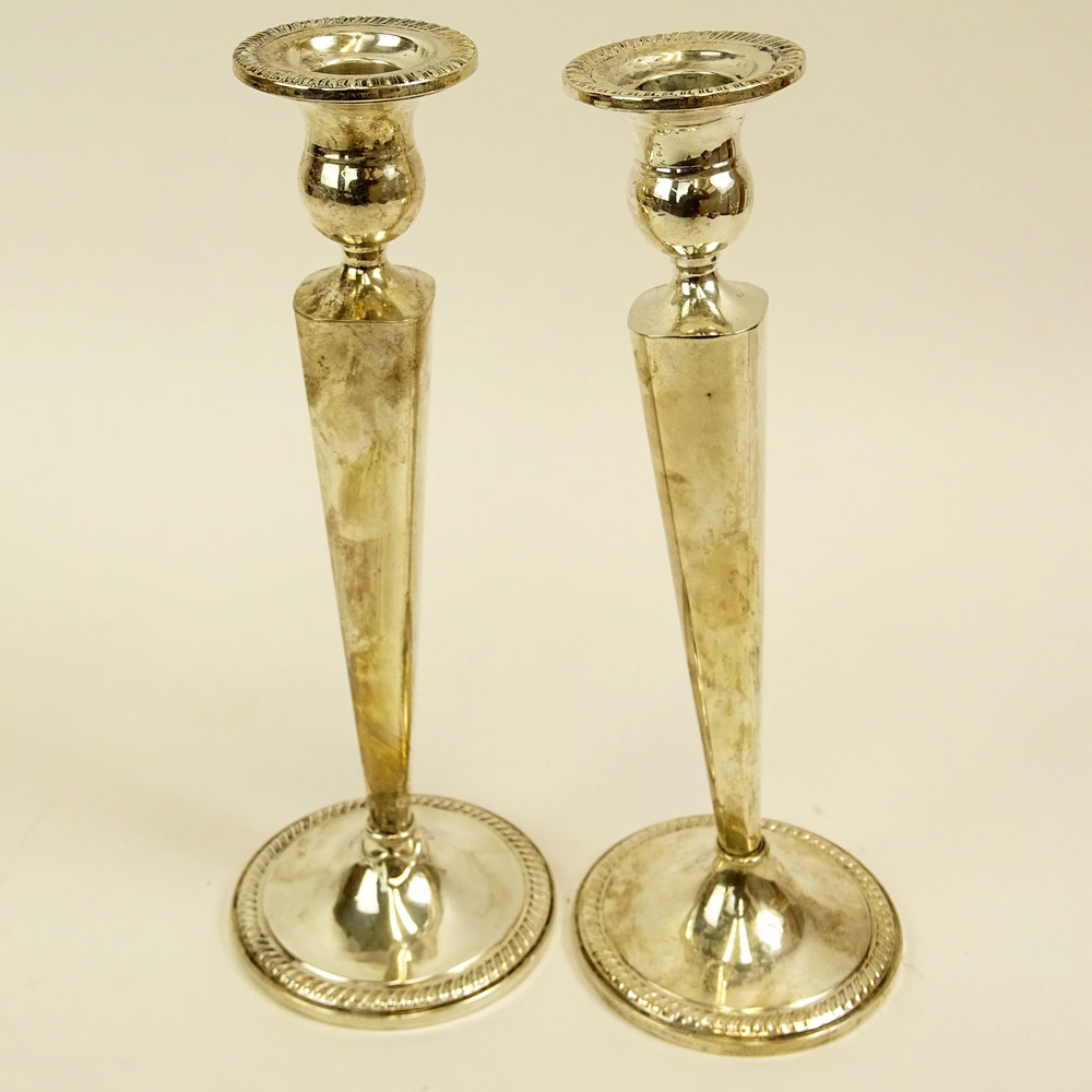 Pair Sterling Silver Weighted Candlesticks.
