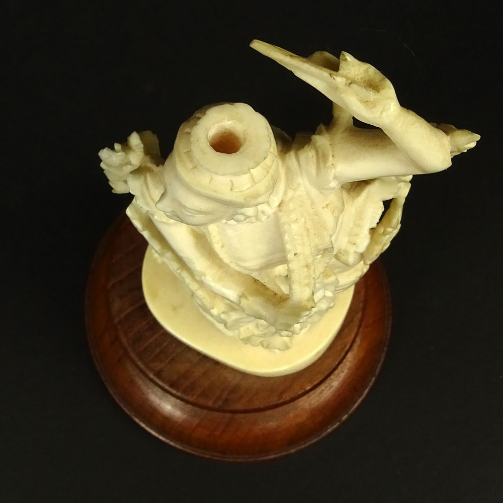 Vintage Carved Ivory Figurine on Hardwood Stand "Dancer". 