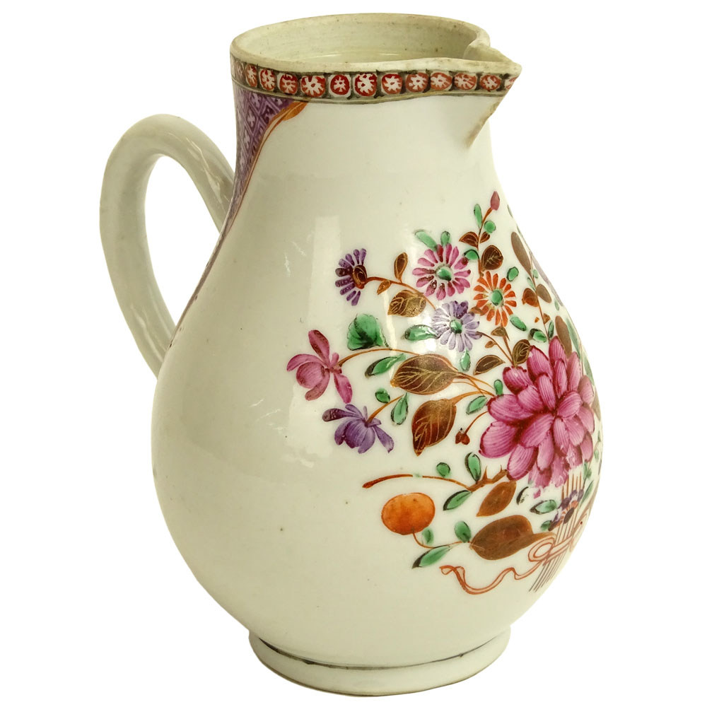 18th Century Chinese Export Porcelain Hand Painted Cream Pitcher.