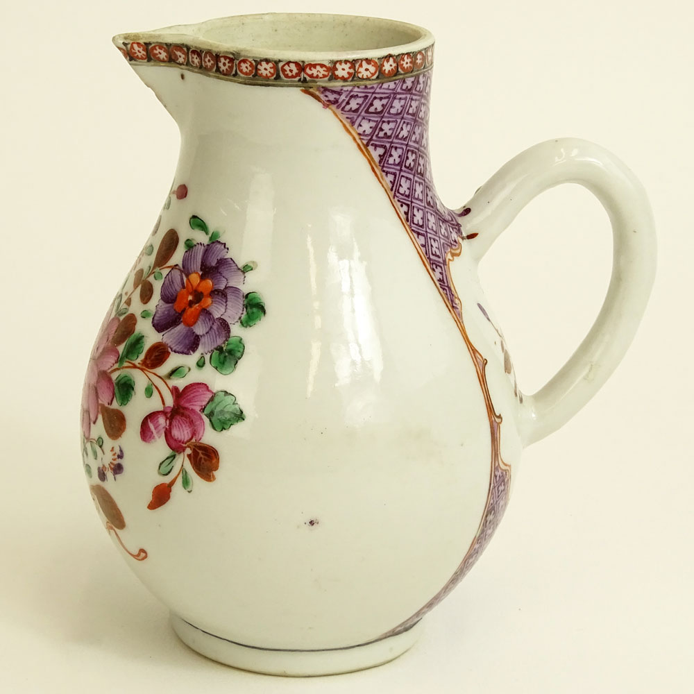 18th Century Chinese Export Porcelain Hand Painted Cream Pitcher.