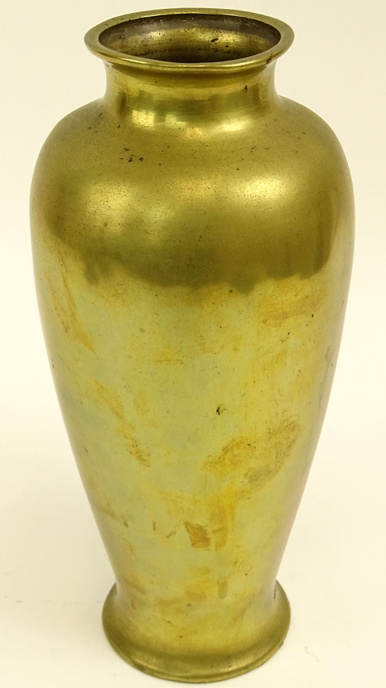 Antique Chinese Brass Urn. Decorated with character marks, clouds, dragon otherwise unsigned. 