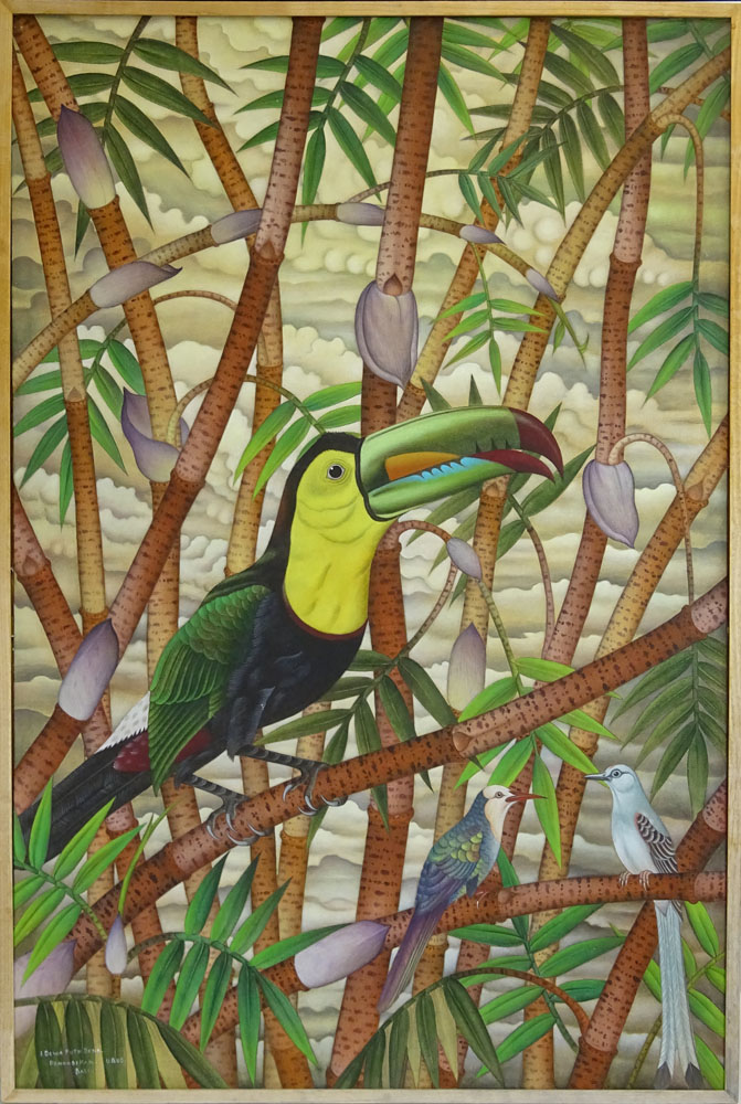 I Dewa Putu Sena, Indonesian (1943 - ) Contemporary Acrylic on Canvas. "Toucan". 