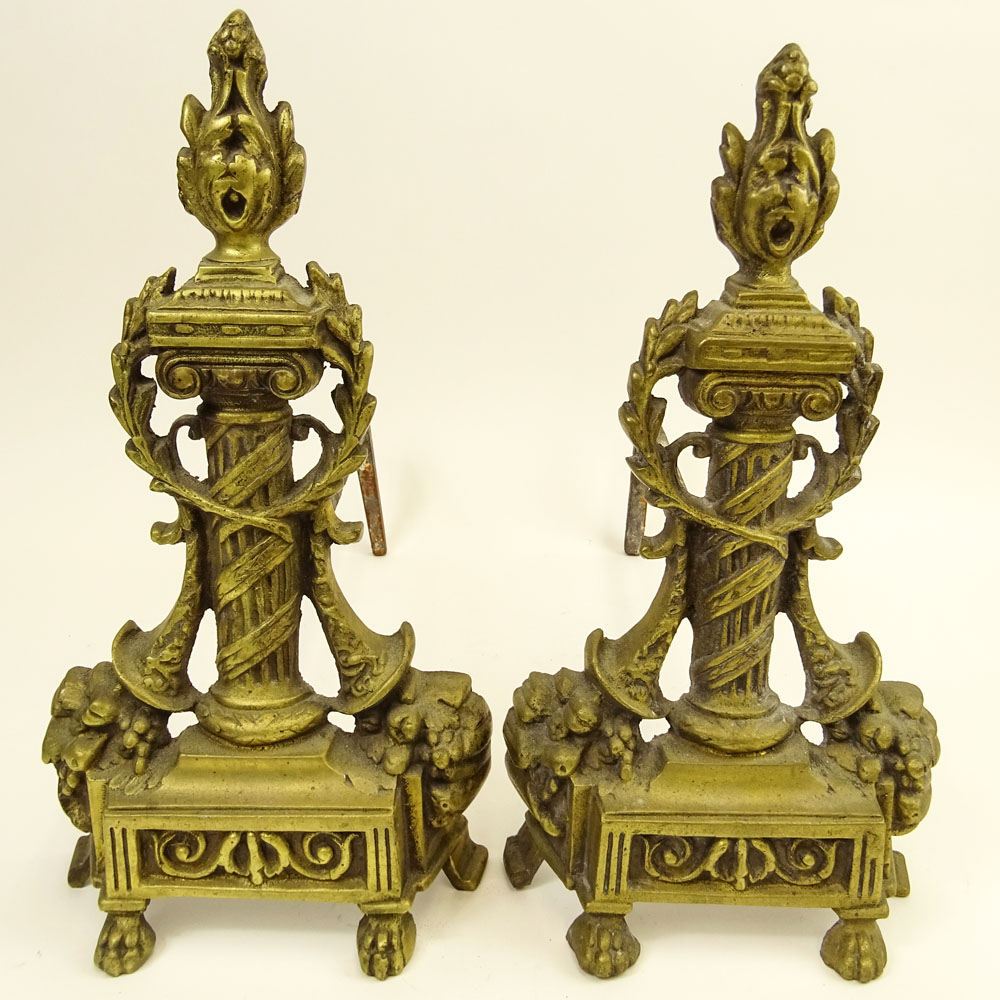 Pair of Vintage Bronze Andirons.