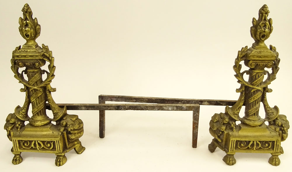 Pair of Vintage Bronze Andirons.